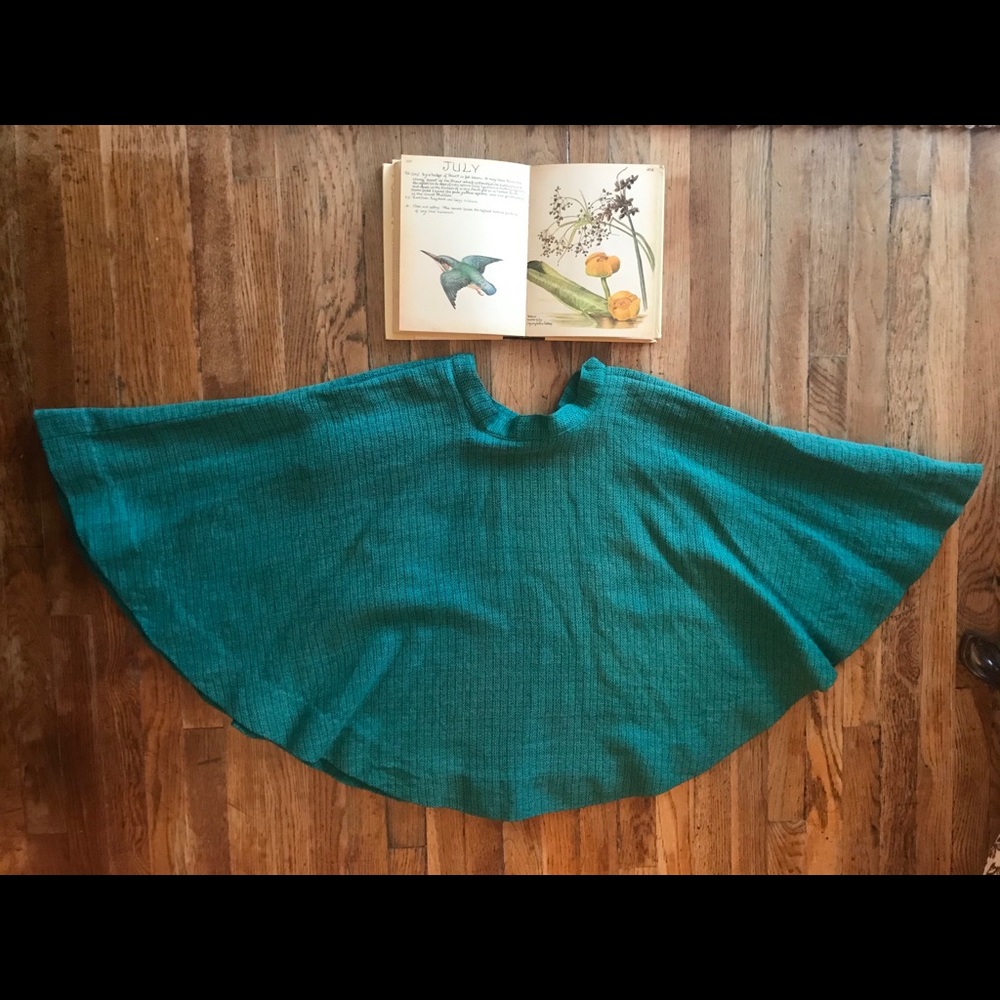 Vintage 1950s Teal Blue Green Full Circle Skirt